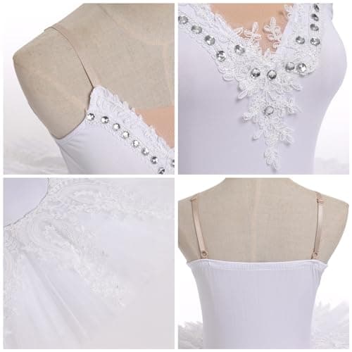 Professional Women's Swan Lake Ballet Dance Platter Tutu Dress Organdy Performancewear