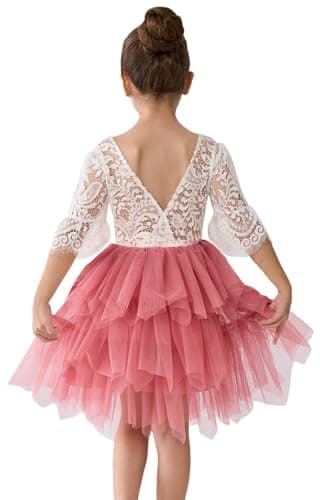 2Bunnies Girl Peony Lace Back Tiered Tutu Party Dress