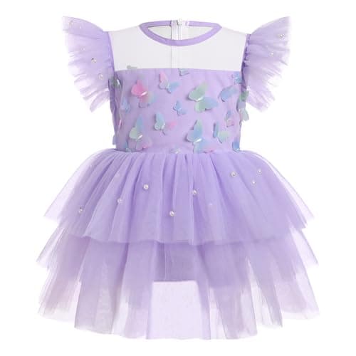 ODASDO Princess Tutu Tulle Flower Romper Dress for Baby Girls 0-24 Months