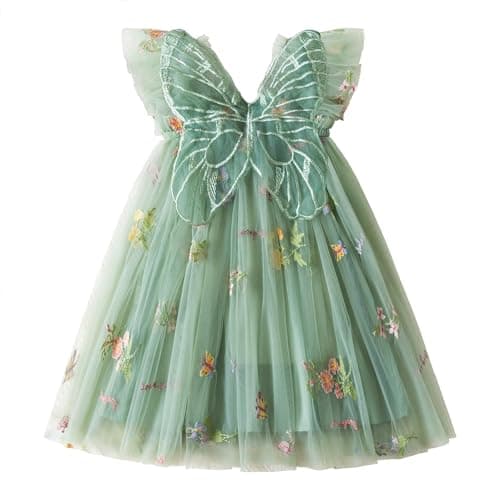 Nileafes Toddler Girl Summer Floral A-Line Sundress Sleeveless Beach Butterflies