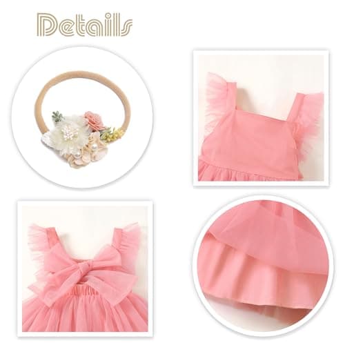 Renotemy Backless Bowknot Flower Dress for Toddler Girls Summer Party