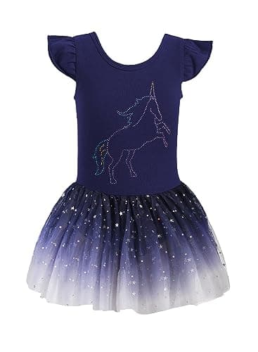 Unicorn Tutu Ballet Leotards for Toddlers Girls Cotton Tulle Skirts
