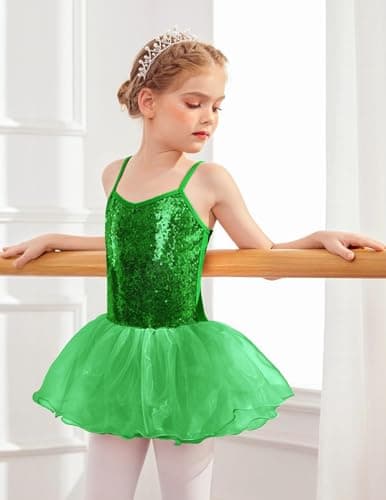 Sparkly Sequin Leotard Tutu Dress for Little Girls Ballet Dance Outfit