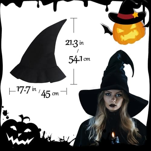 Black Witch Hat for Adults: Halloween Sorcerer Accessories