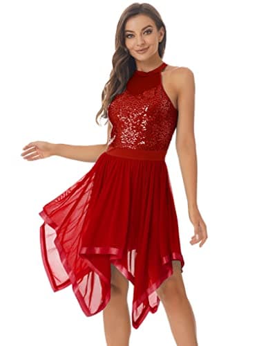 Women's Sleeveless Halter Neck Sequin Dance Costume