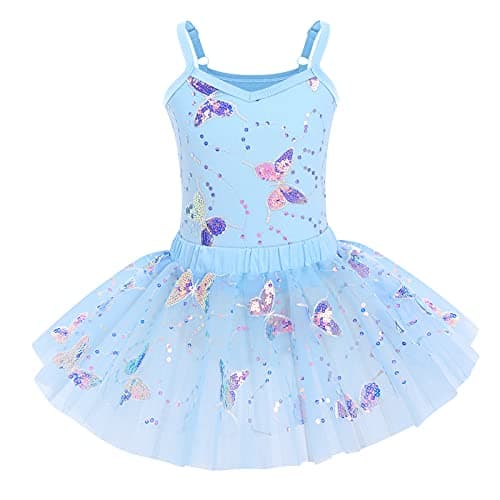 Girls' Sparkly Butterfly Ballet Leotard with Tutu Skirt