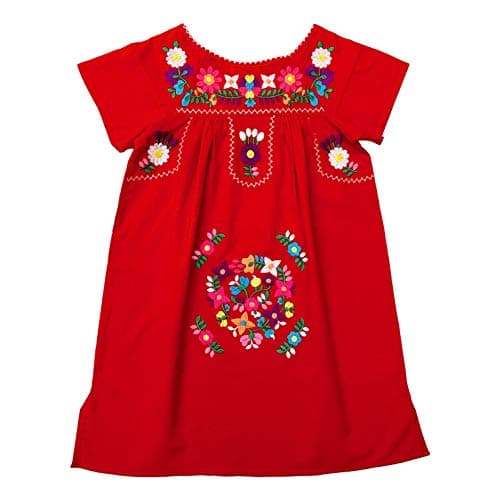 Unik Traditional Mexican Girl Embroidered Cultural Dress Size 2-14 Navy White Pink Mint Coral