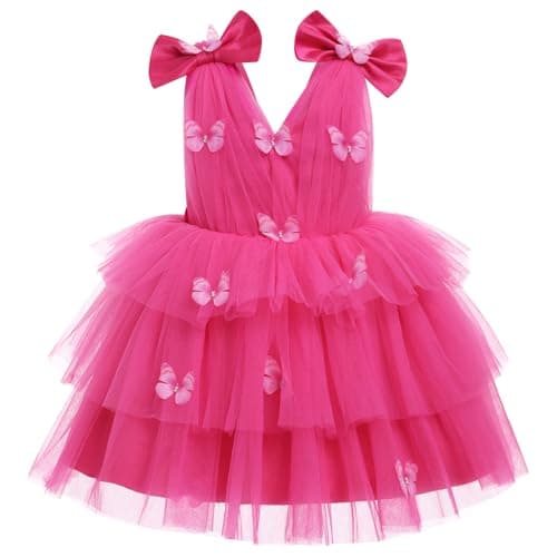 IMEKIS Toddler Girls Rainbow Butterfly Birthday Tutu Dress