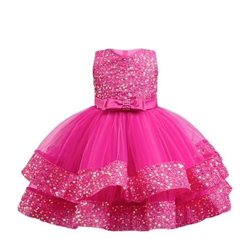 Miipat Baby Girl Sequins Princess Wedding Dress 12M-4Y