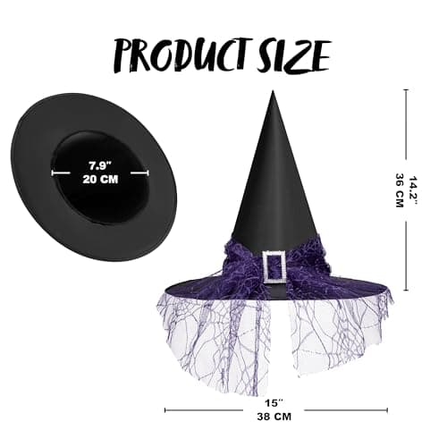 Womens Halloween Witch Hat, Lace Red Purple Wizard Hats - Women's Accessories