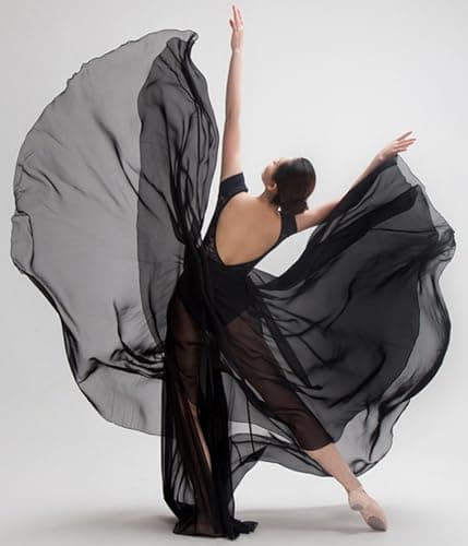 TLMNU Women's Gradient Chiffon Long Swing Skirt for Modern Ballet Performance