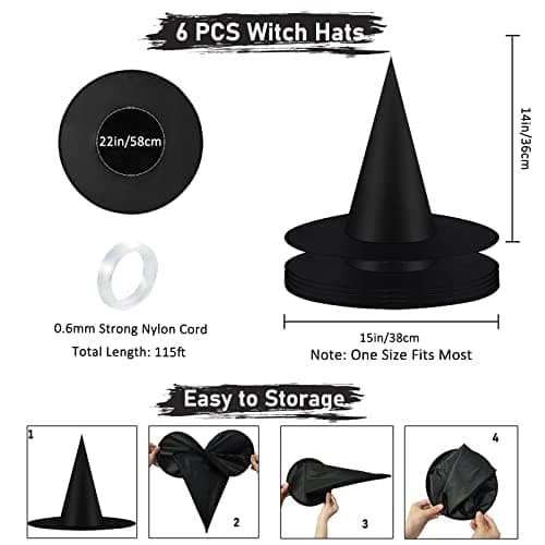 Halloween Black Witches Hats Decor 115 FT Rope Bulk