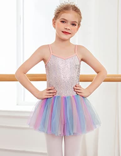 Zaclotre Sparkly Ballet Leotard & Tutu Dress for Little Girls