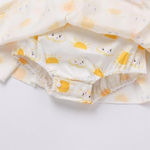 ODASDO Newborn Girl Ruffle Sleeve Romper Dress & Headband Summer Casual Set 0-24M