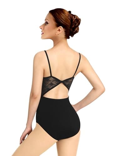 WYHDY Women's Ballet Leotard for Dance, Round Neck, Lace Bow Back