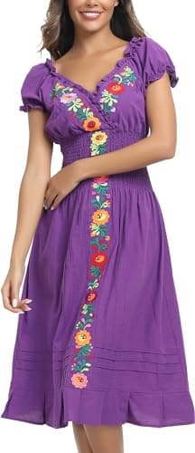 Mexican Embroidered Casual Dress for Women
