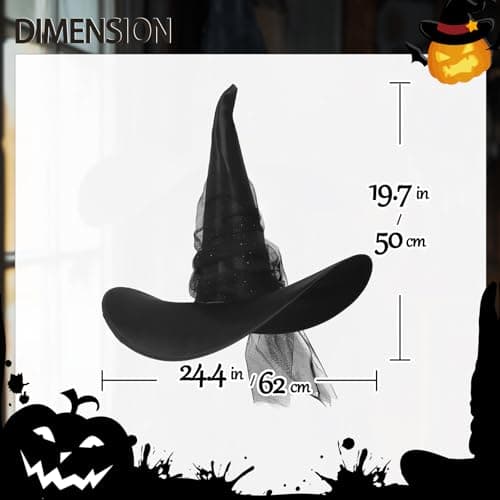 HOMELEX Halloween Witch Hat for Adults with Large Heads