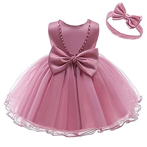 Baby Girls Ruffle Lace Backless Dress with Headwear