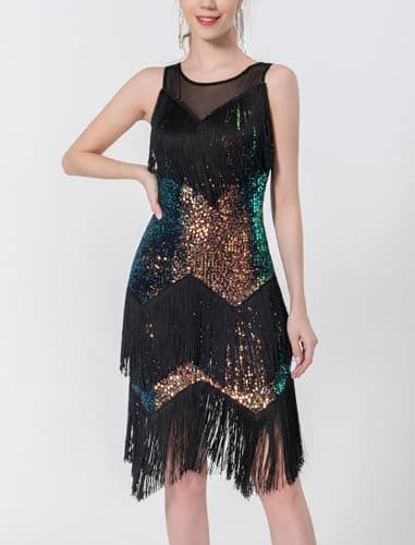 Latin Dance Dress for Women with Sequins and Tassels