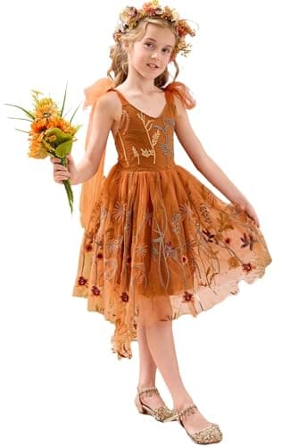 LalaMira Floral Embroidered Toddler Girls Wedding Dress Tulle Photo Shoot