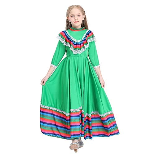 NLZI Traditional Mexican Senorita Dress for Girls Festivals Halloween