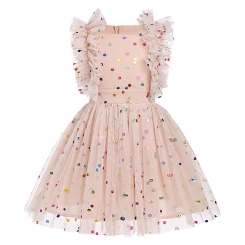 IMEKIS Kids Girls Confetti Birthday Princess Dress 3-10T