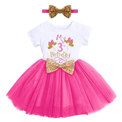 ODASDO Baby Girl 1st/2nd/3rd Birthday Princess Tulle Dress with Headband