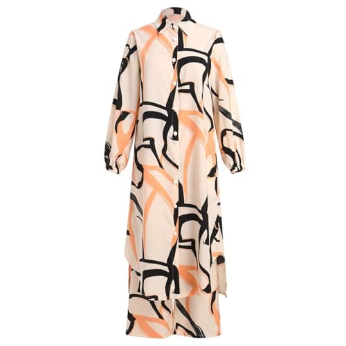 IDOPIP Women's Muslim Abaya Set with Pants - Long Sleeve Ramadan Casual Wear