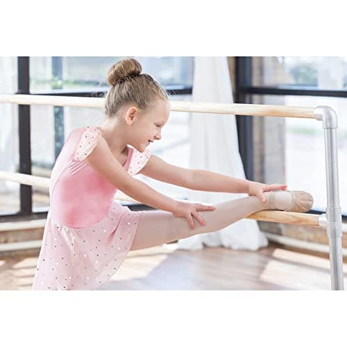 DANSHOW Ballet Girls Glitter Leotards with Tutu Skirt Petal Sleeve
