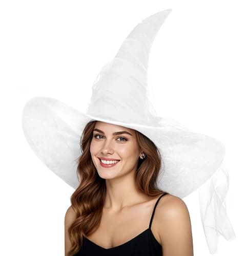 JEGERMIG Women's Oversized Masquerade Witch Hat with Velvet Brim Party Accessory