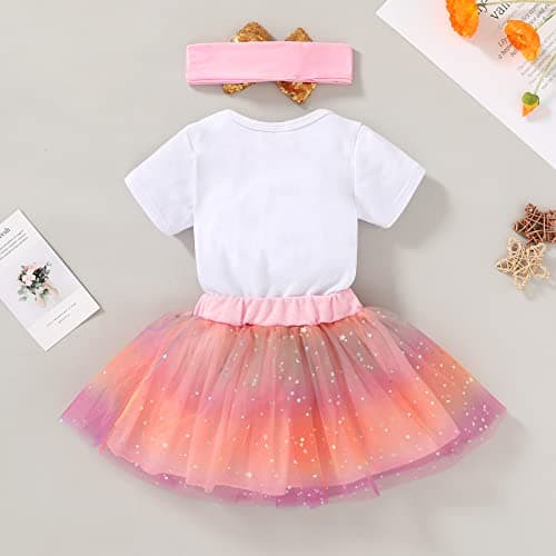 YOUNGER TREE Shiny Printed Sequin Bowknot Tutu Dress for Newborn Baby Girls' 1st Birthday