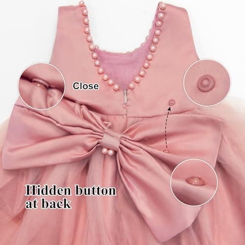 LZH Baby Girls Ruffle Lace Backless Bowknot Dress for Pageant Party