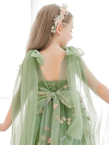 LalaMira Floral Embroidered Toddler Girls Wedding Dress Tulle Photo Shoot