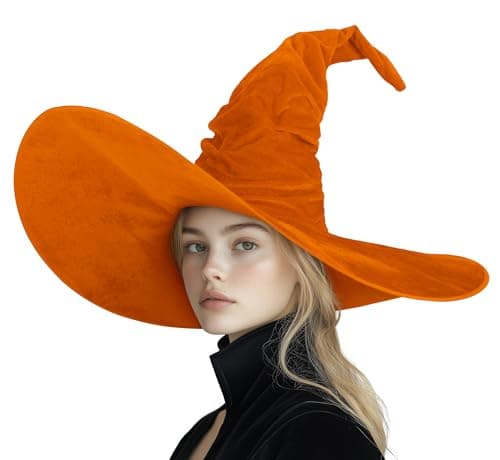 MCJC Witch Hat, Ruched Wide Brim, Halloween Masquerade Party Accessory