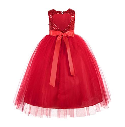 ekidsbridal Heart Cutout Sequin Flower Girl Dress