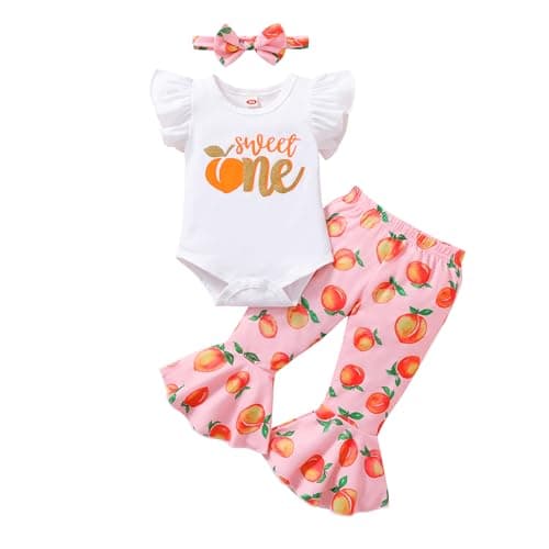 YOUNGER TREE Baby Girl 1st Birthday Outfit Romper & Flared Pants