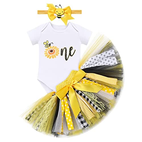 Baby Girl Unicorn Bee Theme Birthday Party Outfit