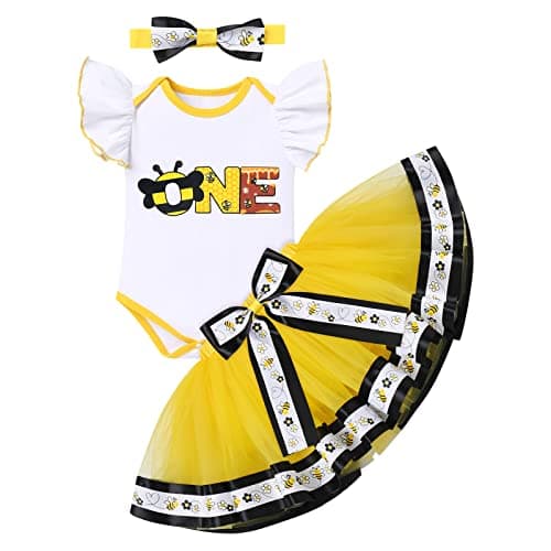Baby Girl Unicorn Bee Theme Birthday Party Outfit
