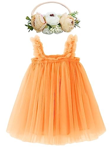 Rainbow Tutu Dress with Flower Headband for Toddlers