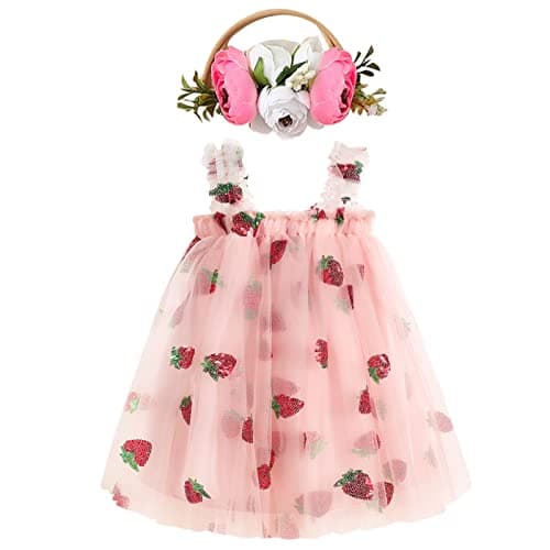 GRNSHTS Toddler Girl Floral Tutu Dress with Headband