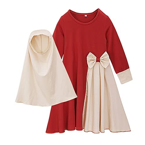 Muslim Girls Abaya with Hijab Set Arabian Robe for Prayer Clothes