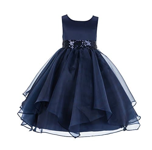 ekidsbridal Asymmetric Ruffled Organza Sequin Flower Girl Dress