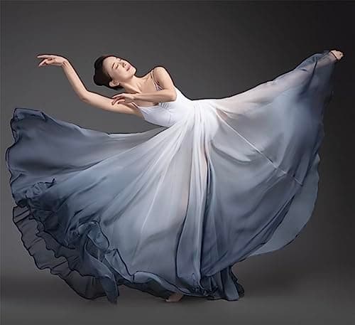 Z&X Women's Gradient Chiffon Dance Skirt for Modern Ballet Performance