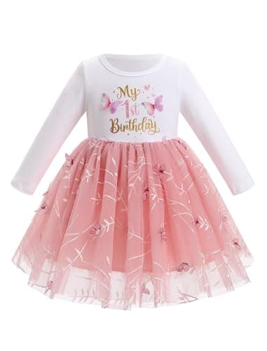 ODASDO Baby Girls First Birthday Cotton Tutu Dress with Bowknot Headband Set
