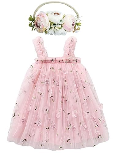 Rainbow Tutu Dress with Flower Headband for Toddlers