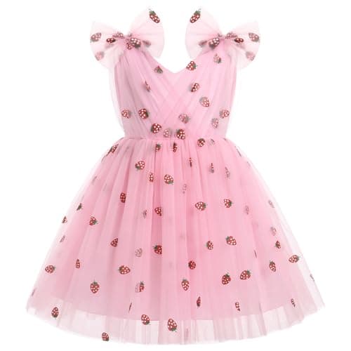 IMEKIS Girls' Butterfly Sparkle Tulle Dress for Weddings and Birthdays 2-10T