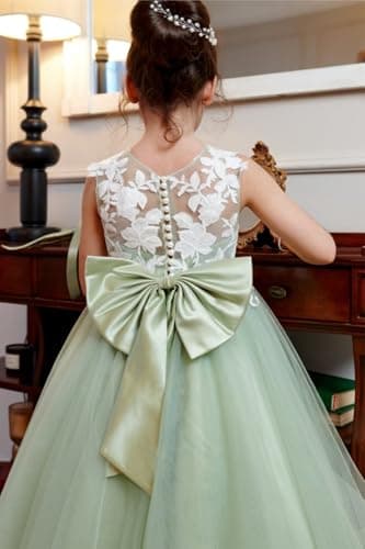 Inpown Lace Applique Tulle Flower Girl Wedding & Bridesmaid Dress