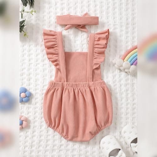 ODASDO Rainbow Boho Baby Girls First Birthday Outfit Romper & Headband Newborn Props