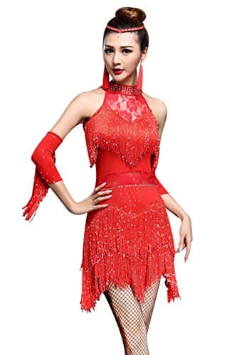 Women's Rhinestone Fringe Flapper Party Dress for Latin Salsa Ballroom Dancing