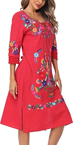 YZXDORWJ Women's Mexican Floral Lace Bridesmaid Dress